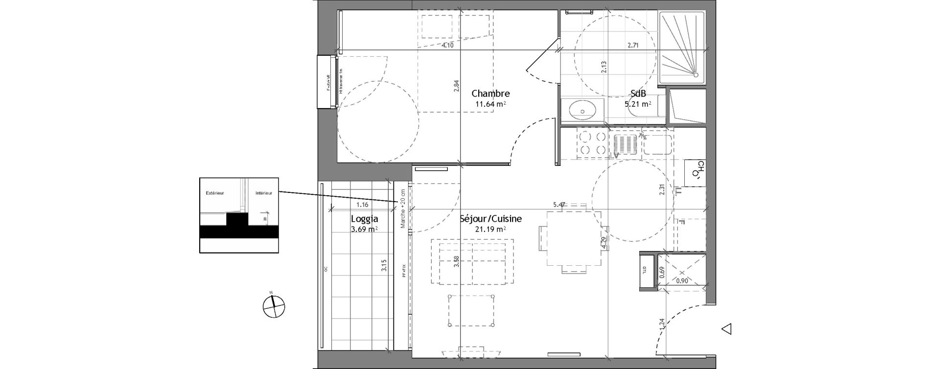 Appartement T2 de 38,04 m2 &agrave; Wattignies Centre