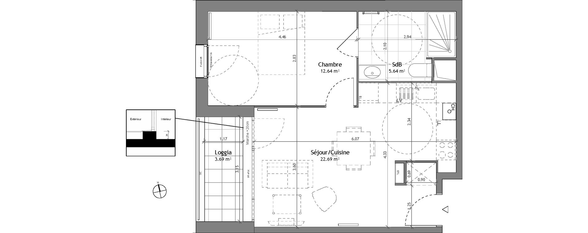 Appartement T2 de 40,97 m2 &agrave; Wattignies Centre