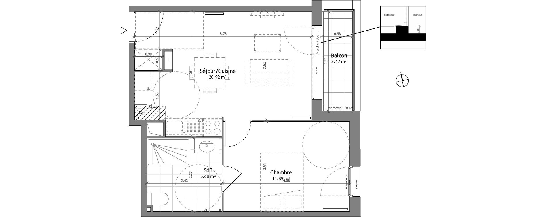 Appartement T2 de 38,49 m2 &agrave; Wattignies Centre