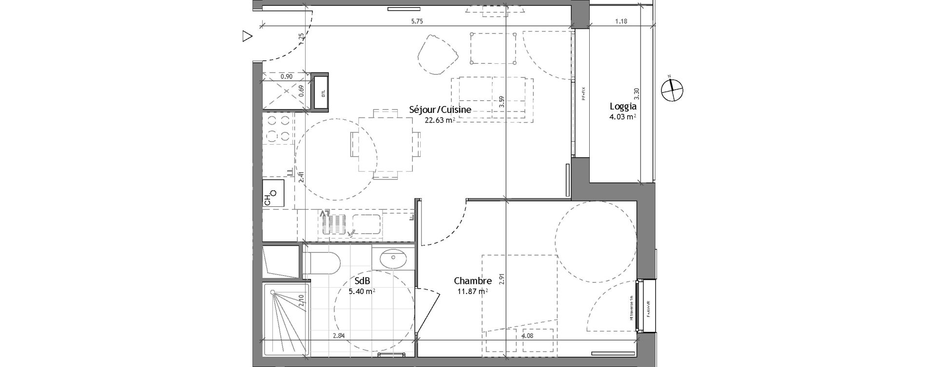 Appartement T2 de 39,90 m2 &agrave; Wattignies Centre