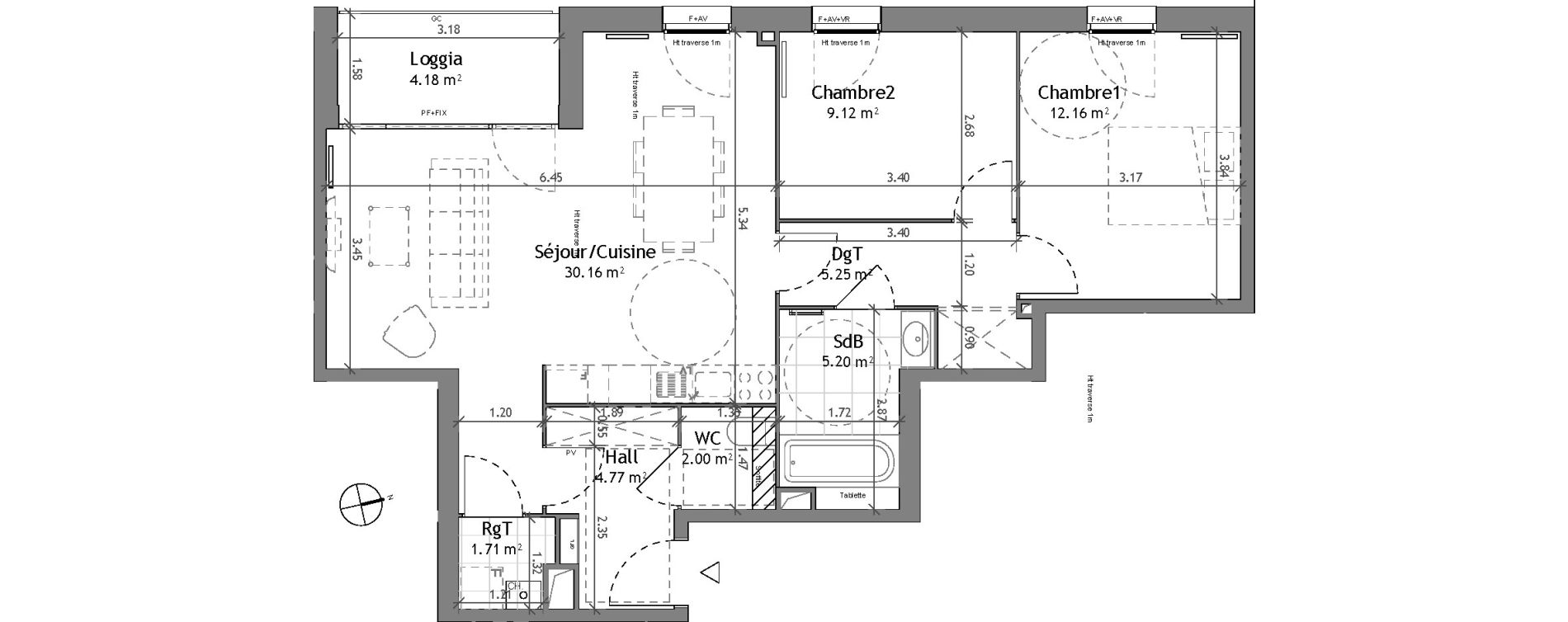 Appartement T3 de 70,37 m2 &agrave; Wattignies Centre