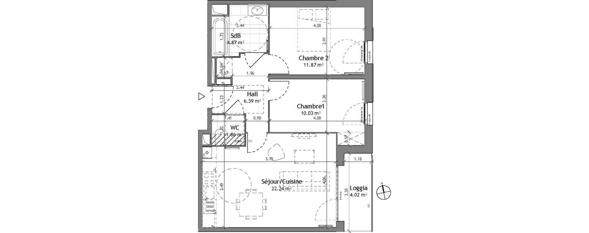 Appartement T3 de 57,26 m2 &agrave; Wattignies Centre