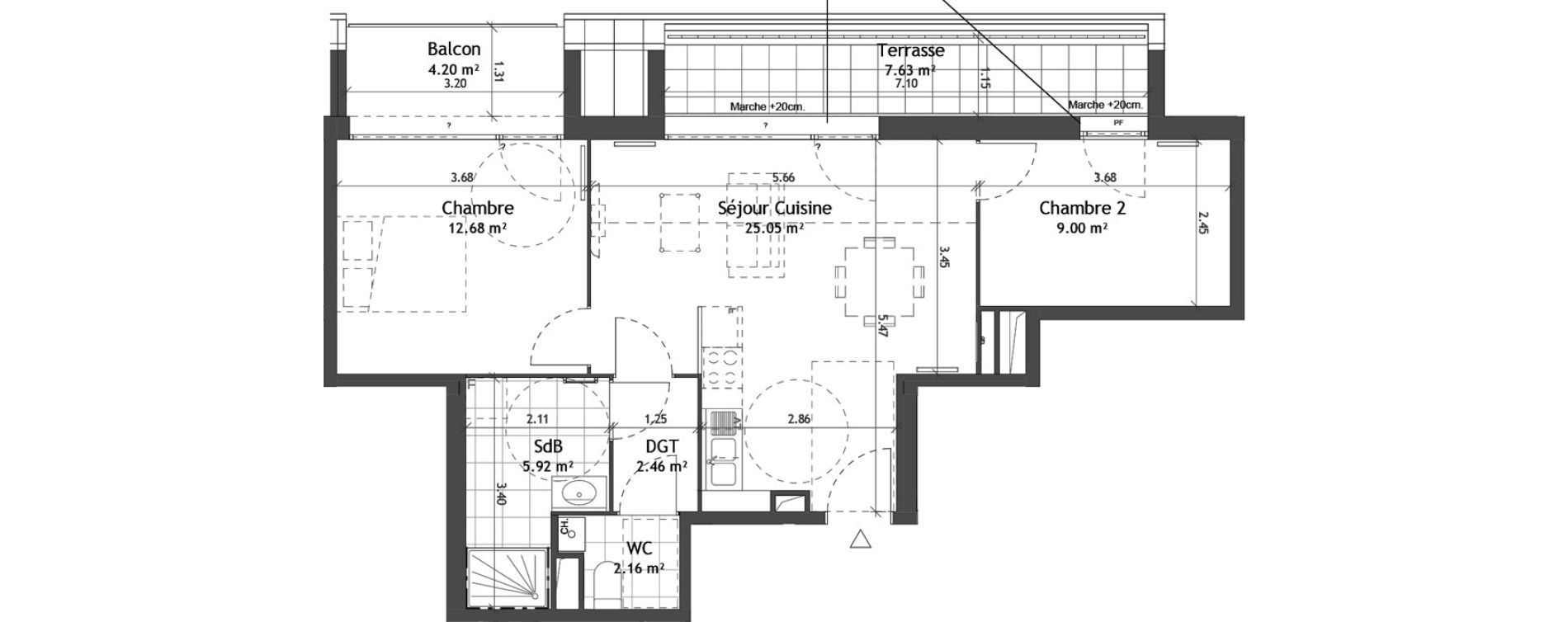 Appartement T3 de 57,27 m2 &agrave; Wattignies Centre