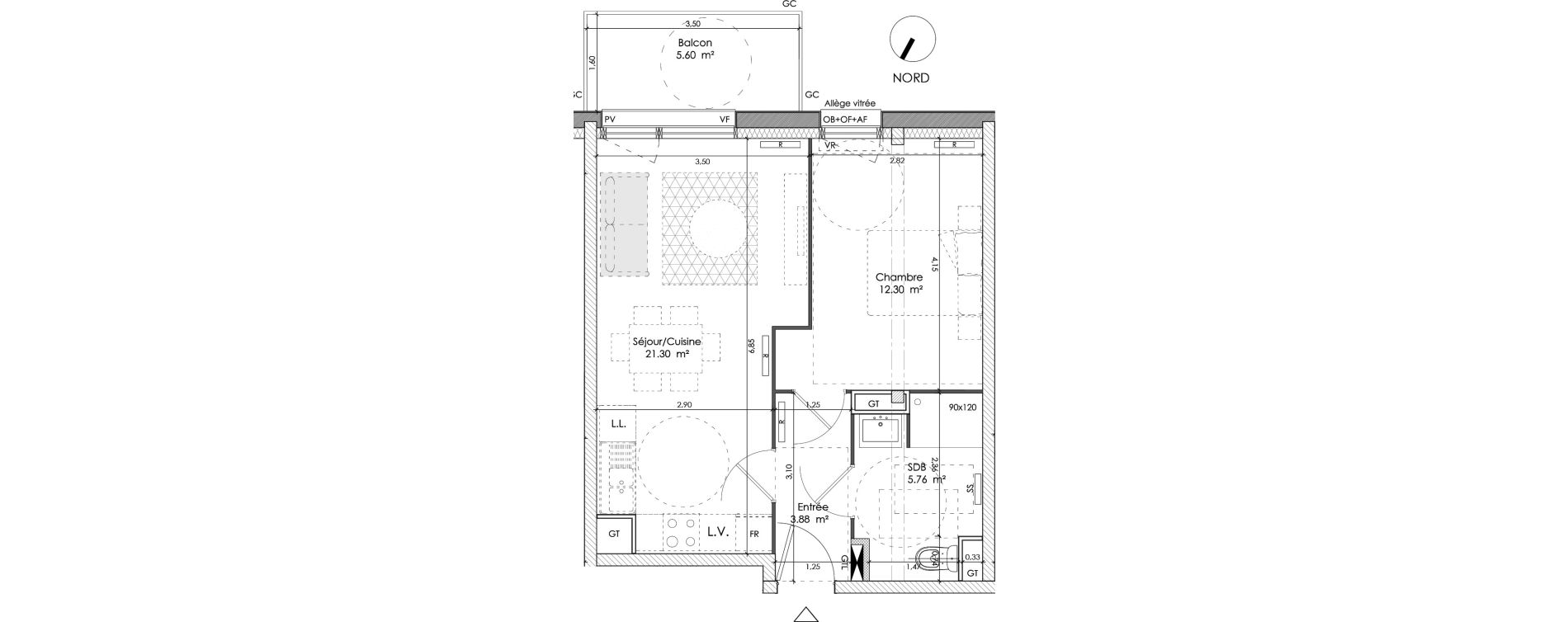 Appartement T2 de 43,24 m2 &agrave; Wattrelos Cr&eacute;tinier