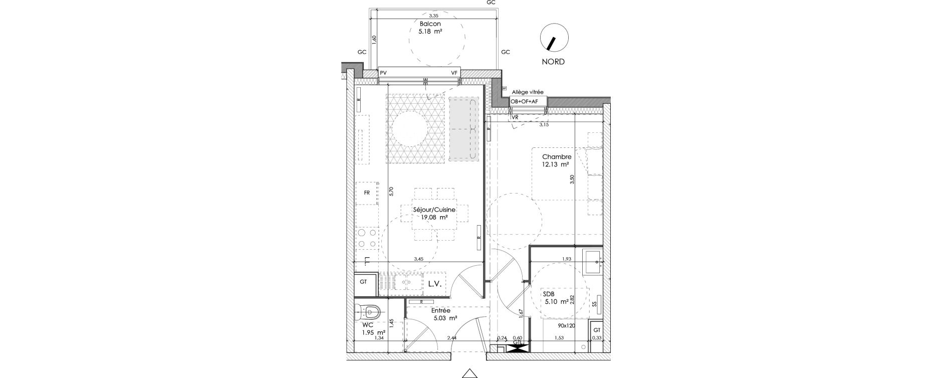 Appartement T2 de 43,29 m2 &agrave; Wattrelos Cr&eacute;tinier
