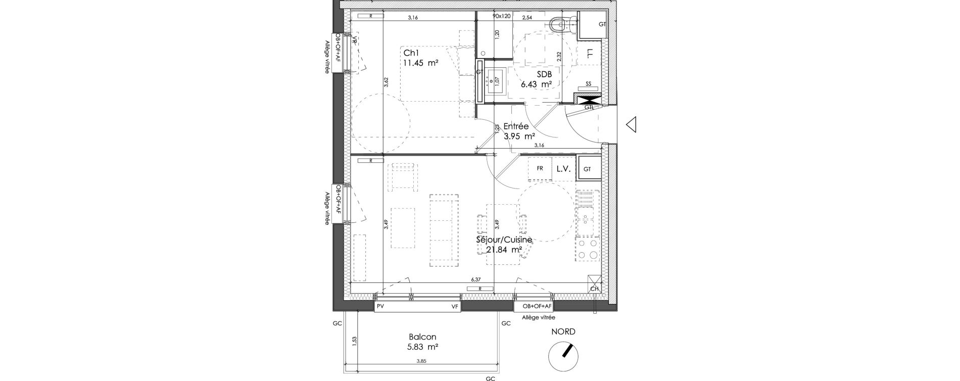 Appartement T2 de 43,67 m2 &agrave; Wattrelos Cr&eacute;tinier