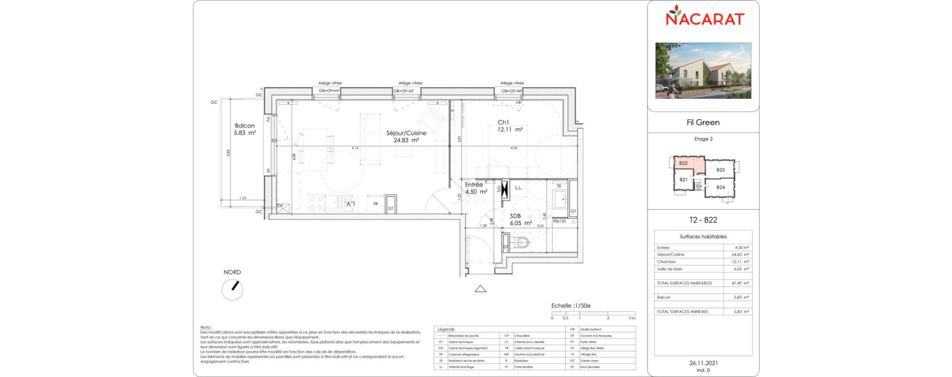 Appartement T2 de 47,49 m2 &agrave; Wattrelos Cr&eacute;tinier