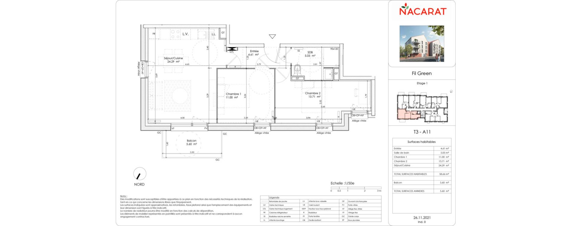 Appartement T3 de 58,66 m2 &agrave; Wattrelos Cr&eacute;tinier