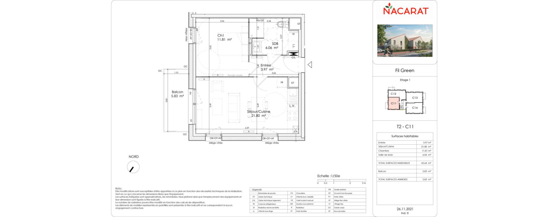 Appartement T2 de 43,64 m2 &agrave; Wattrelos Cr&eacute;tinier