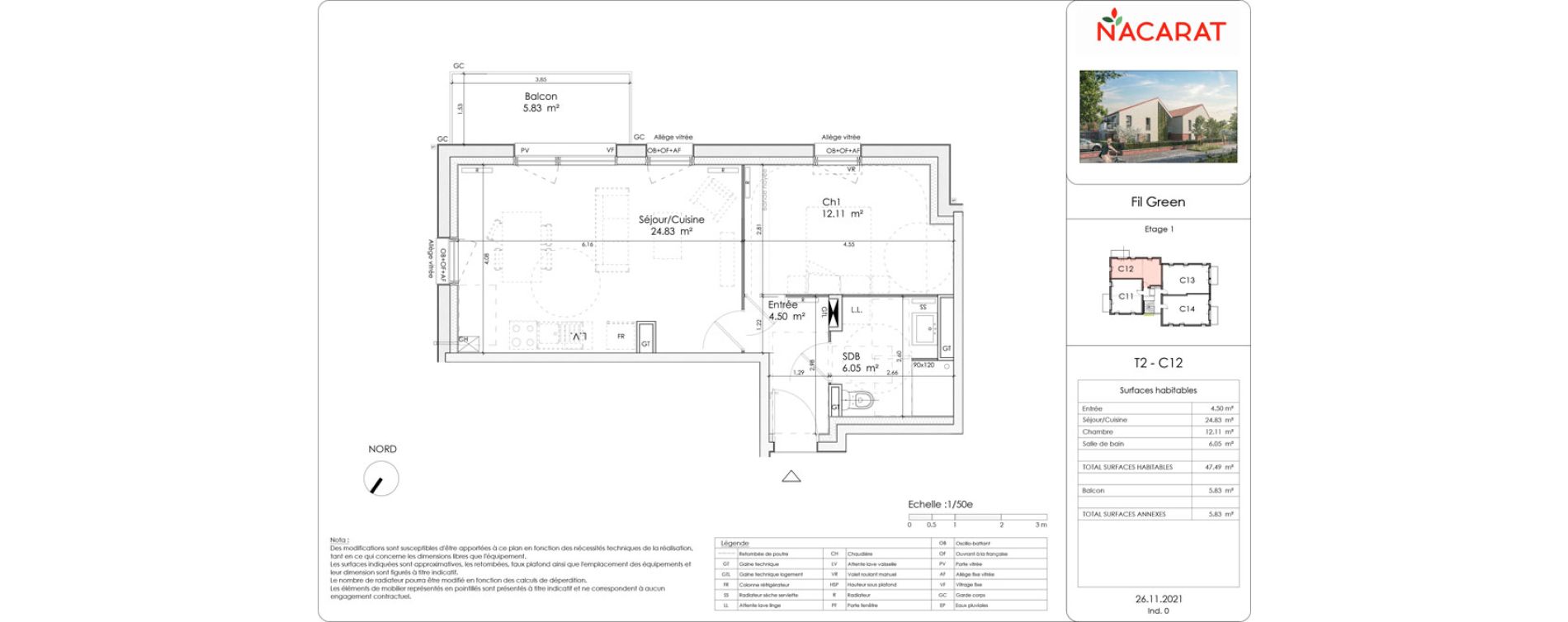 Appartement T2 de 47,49 m2 &agrave; Wattrelos Cr&eacute;tinier