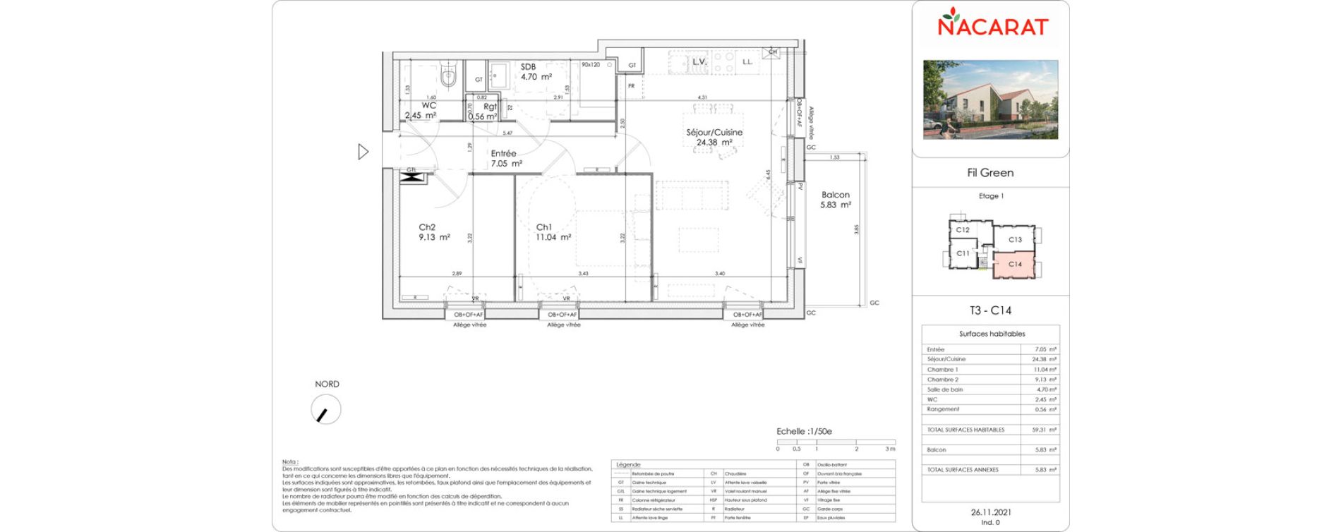 Appartement T3 de 59,31 m2 &agrave; Wattrelos Cr&eacute;tinier