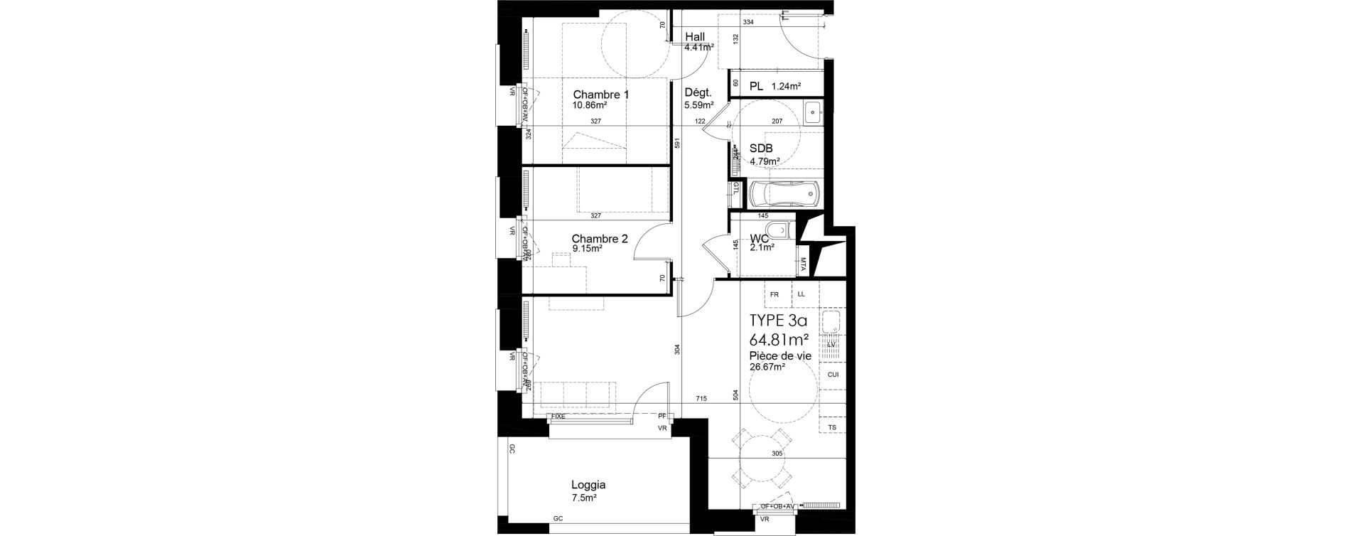 Appartement T3 de 64,81 m2 &agrave; Wattrelos Hippodrome - broche de fer - saint-li&eacute;vin - bas chemin