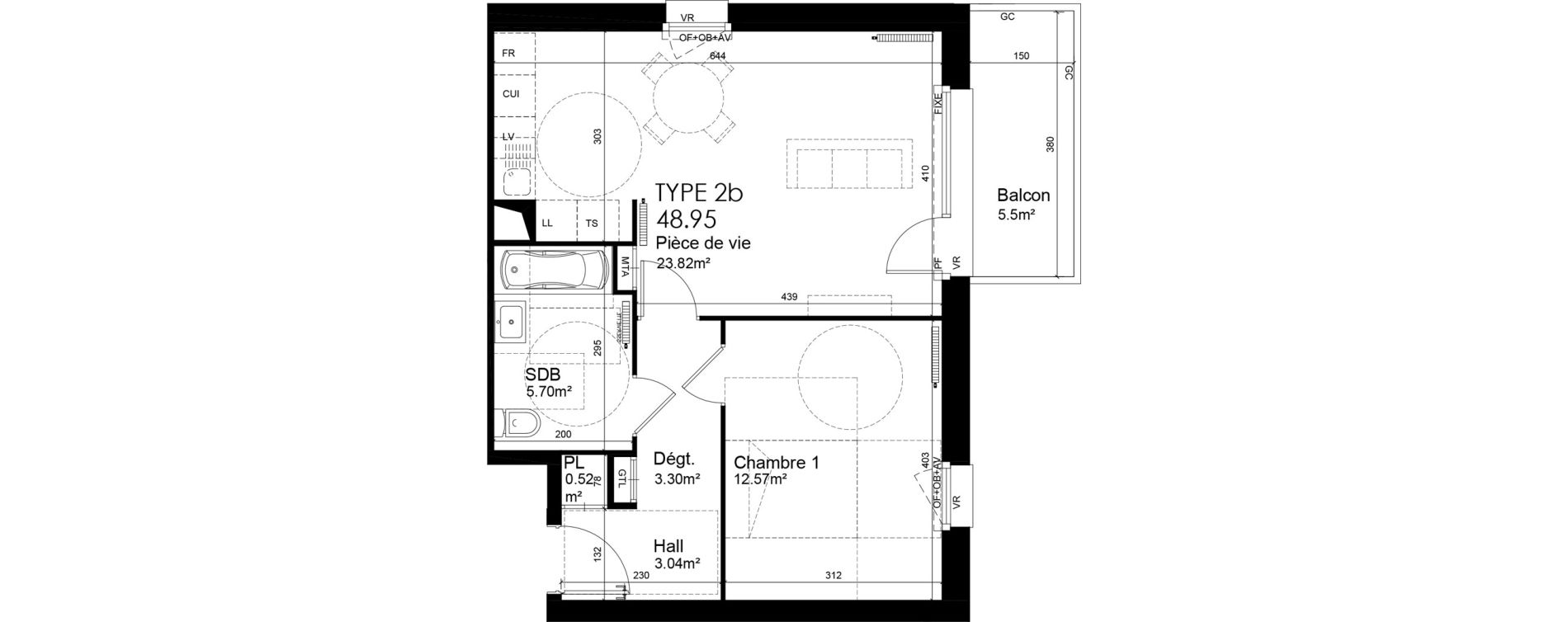 Appartement T2 de 48,95 m2 &agrave; Wattrelos Hippodrome - broche de fer - saint-li&eacute;vin - bas chemin