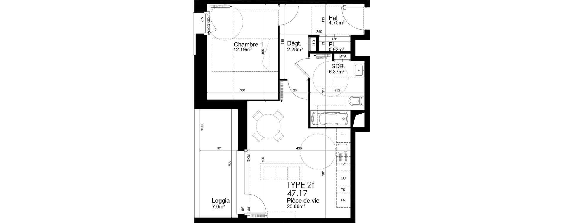 Appartement T2 de 47,17 m2 &agrave; Wattrelos Hippodrome - broche de fer - saint-li&eacute;vin - bas chemin