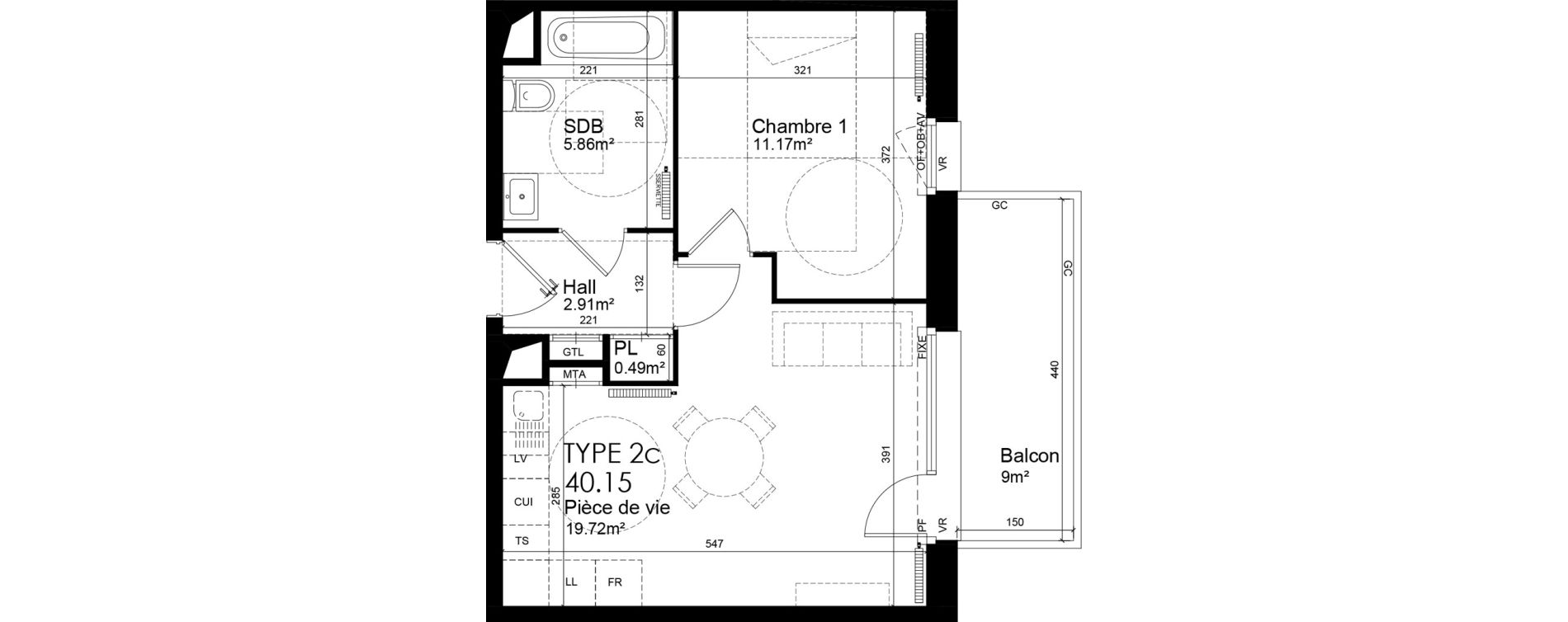 Appartement T2 de 40,15 m2 &agrave; Wattrelos Hippodrome - broche de fer - saint-li&eacute;vin - bas chemin
