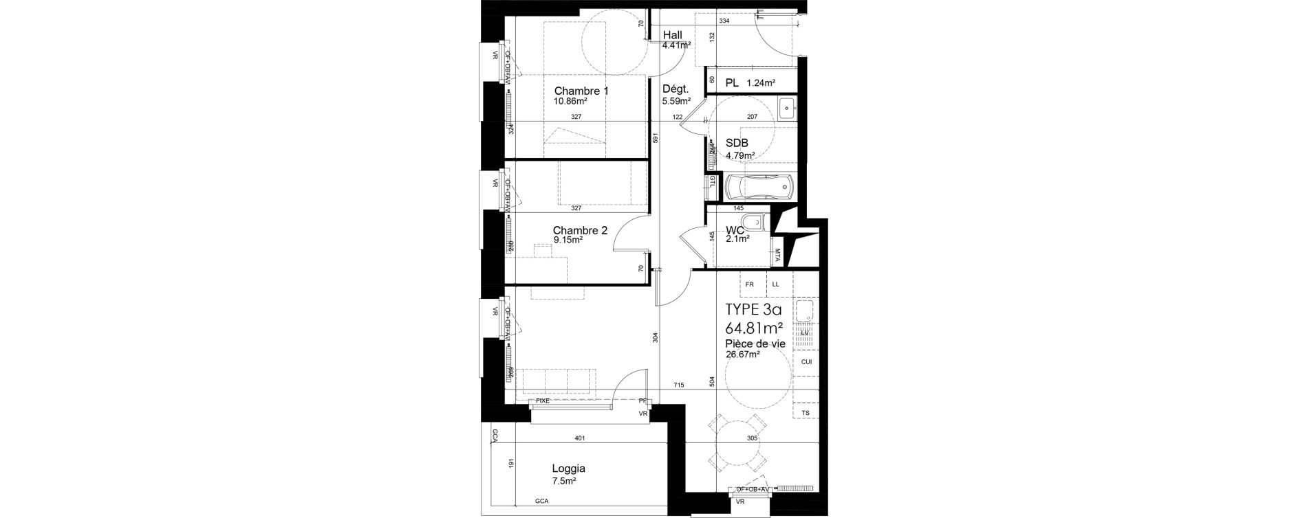 Appartement T3 de 64,81 m2 &agrave; Wattrelos Hippodrome - broche de fer - saint-li&eacute;vin - bas chemin