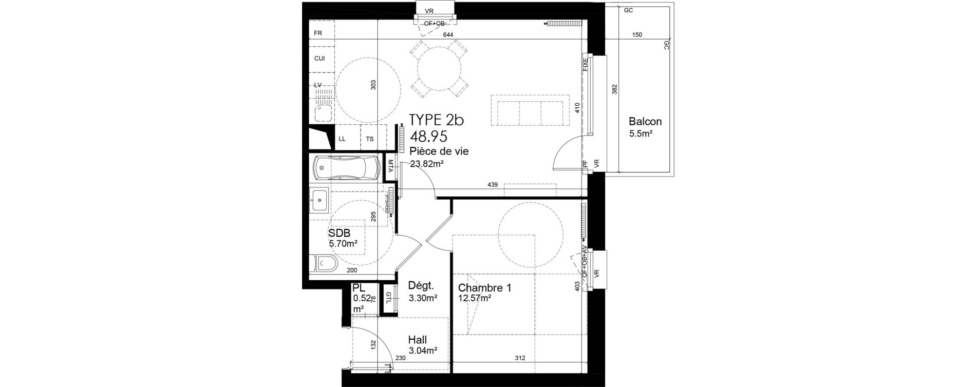 Appartement T2 de 48,95 m2 &agrave; Wattrelos Hippodrome - broche de fer - saint-li&eacute;vin - bas chemin