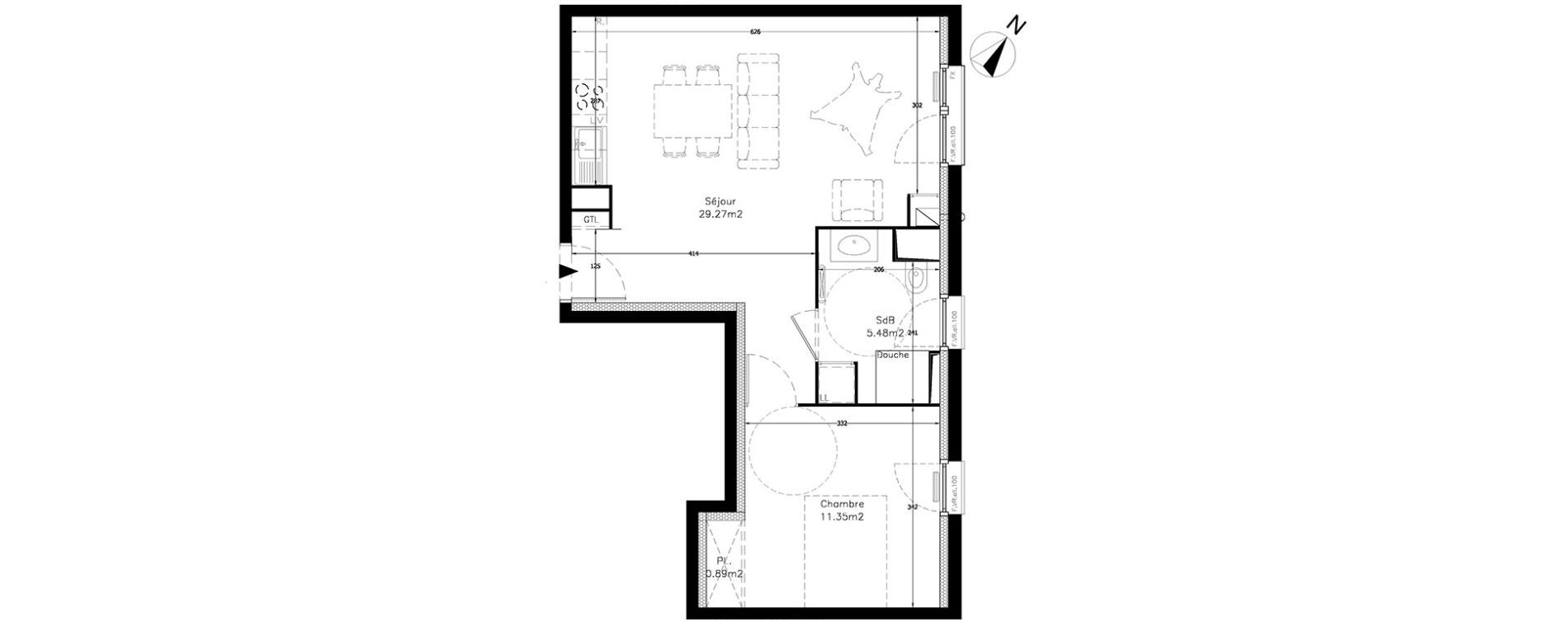 Appartement T2 de 46,98 m2 &agrave; Wervicq-Sud Centre