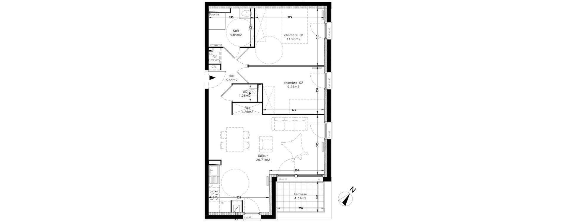 Appartement T3 de 62,15 m2 à Wervicq-Sud Centre