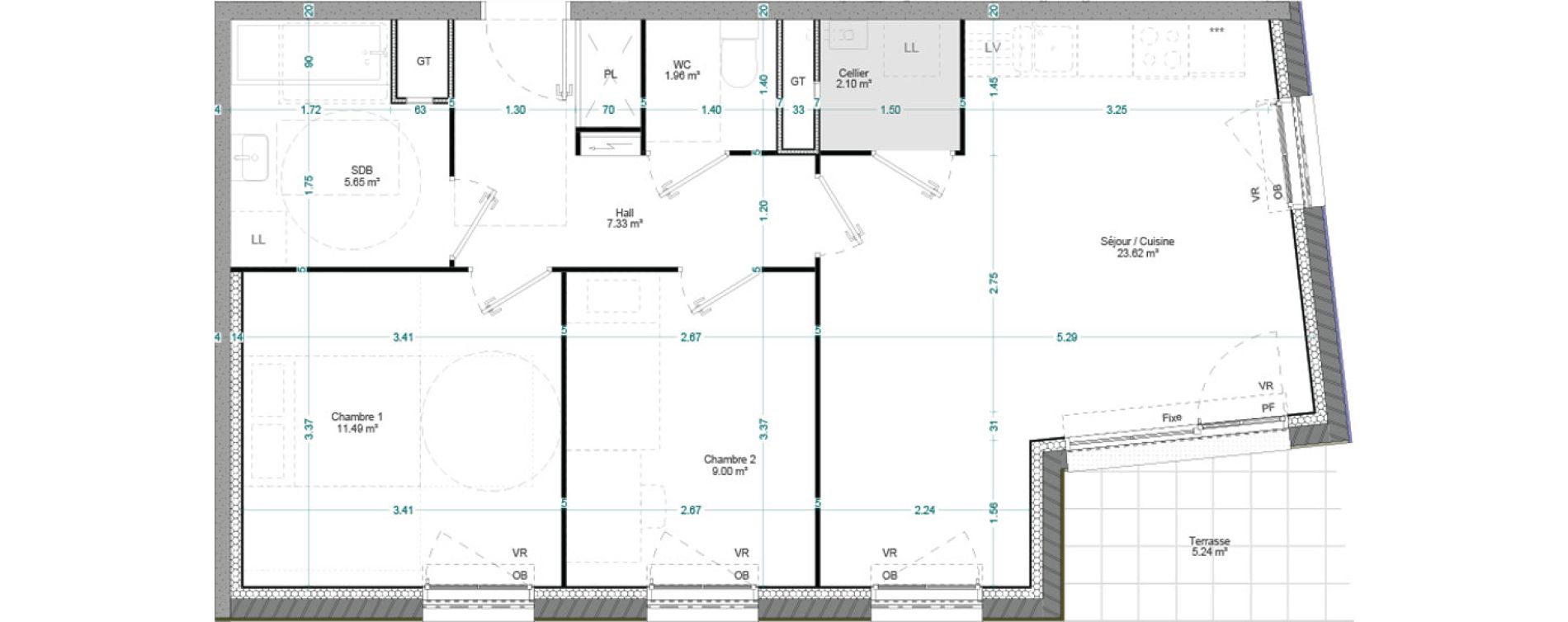 Appartement T3 de 61,16 m2 &agrave; Willems Centre