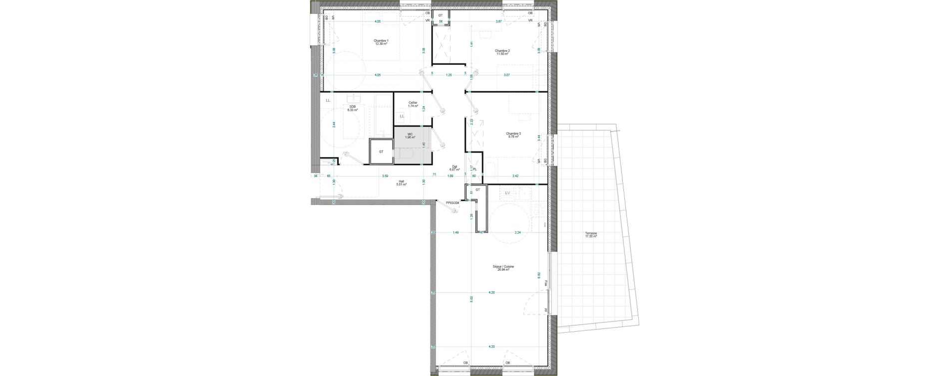 Appartement T4 de 83,00 m2 &agrave; Willems Centre