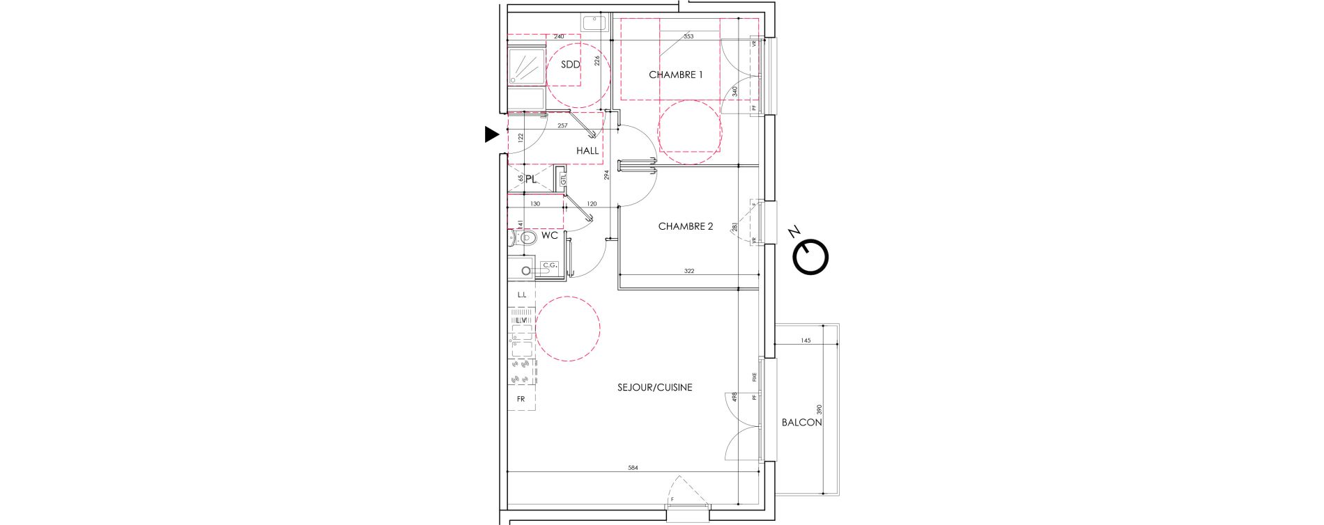 Appartement T3 de 64,05 m2 &agrave; Willems Centre