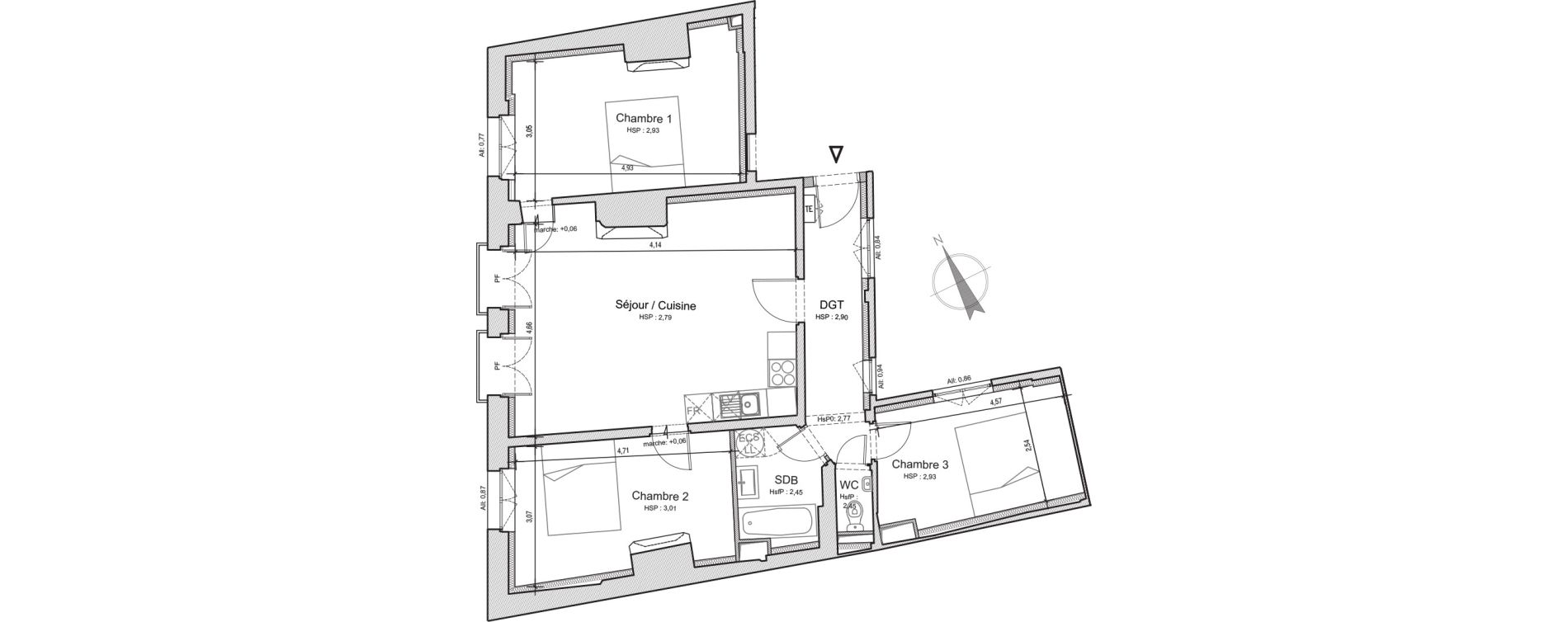 Appartement T4 de 82,45 m2 &agrave; Beauvais Centre