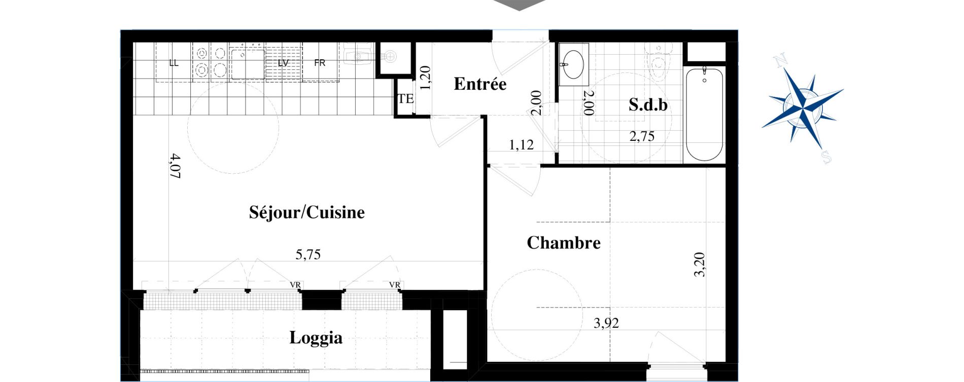 Appartement T2 de 42,82 m2 &agrave; Beauvais Argentine