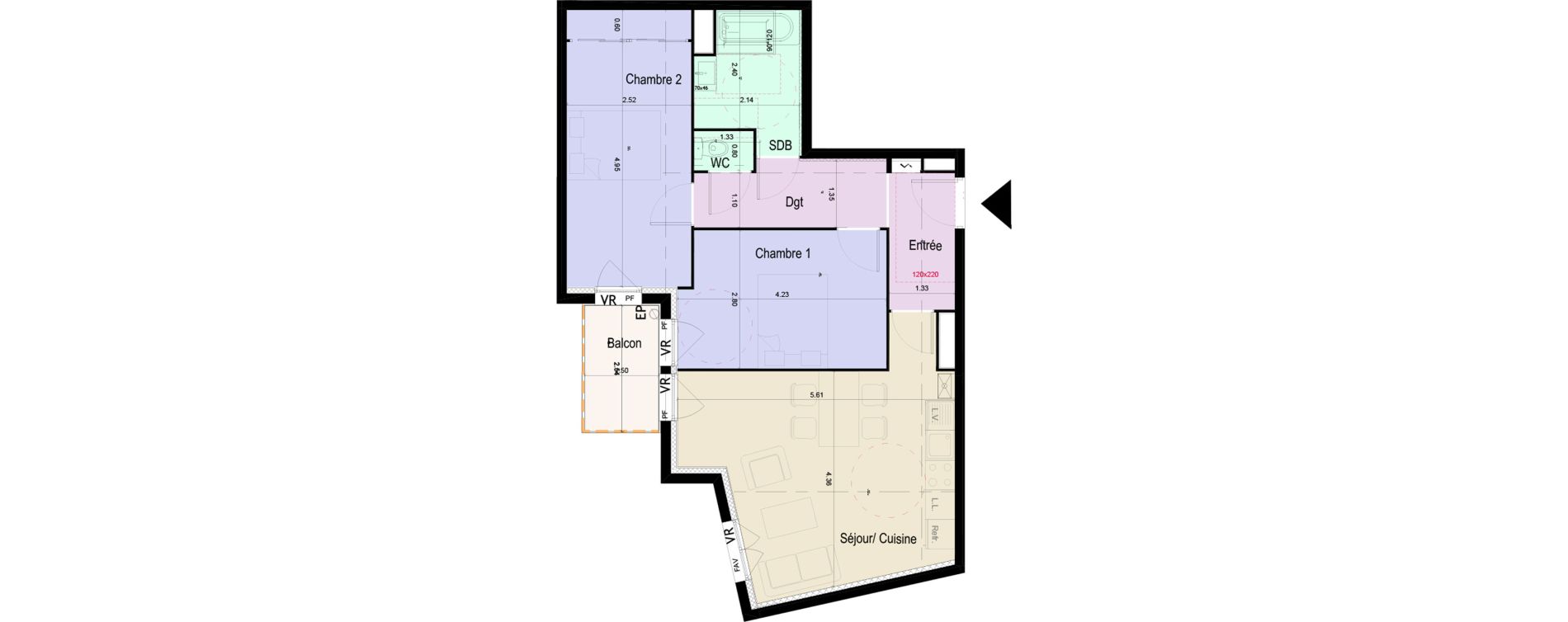 Appartement T3 de 62,54 m2 &agrave; Beauvais Cath&eacute;drale - universit&eacute;