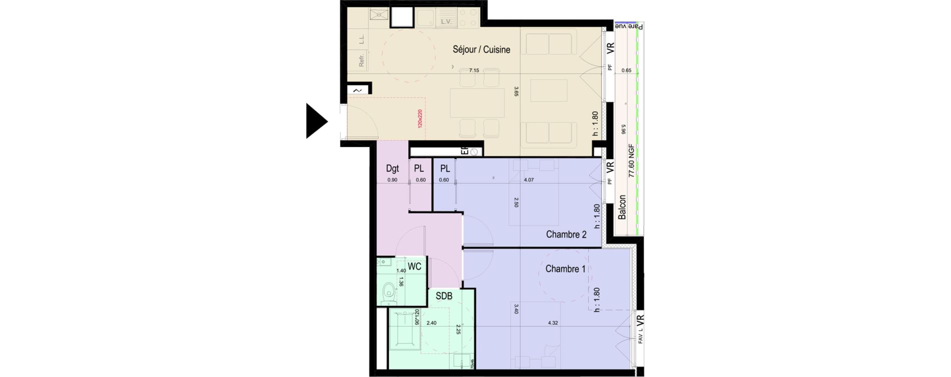 Appartement T3 de 63,07 m2 &agrave; Beauvais Cath&eacute;drale - universit&eacute;