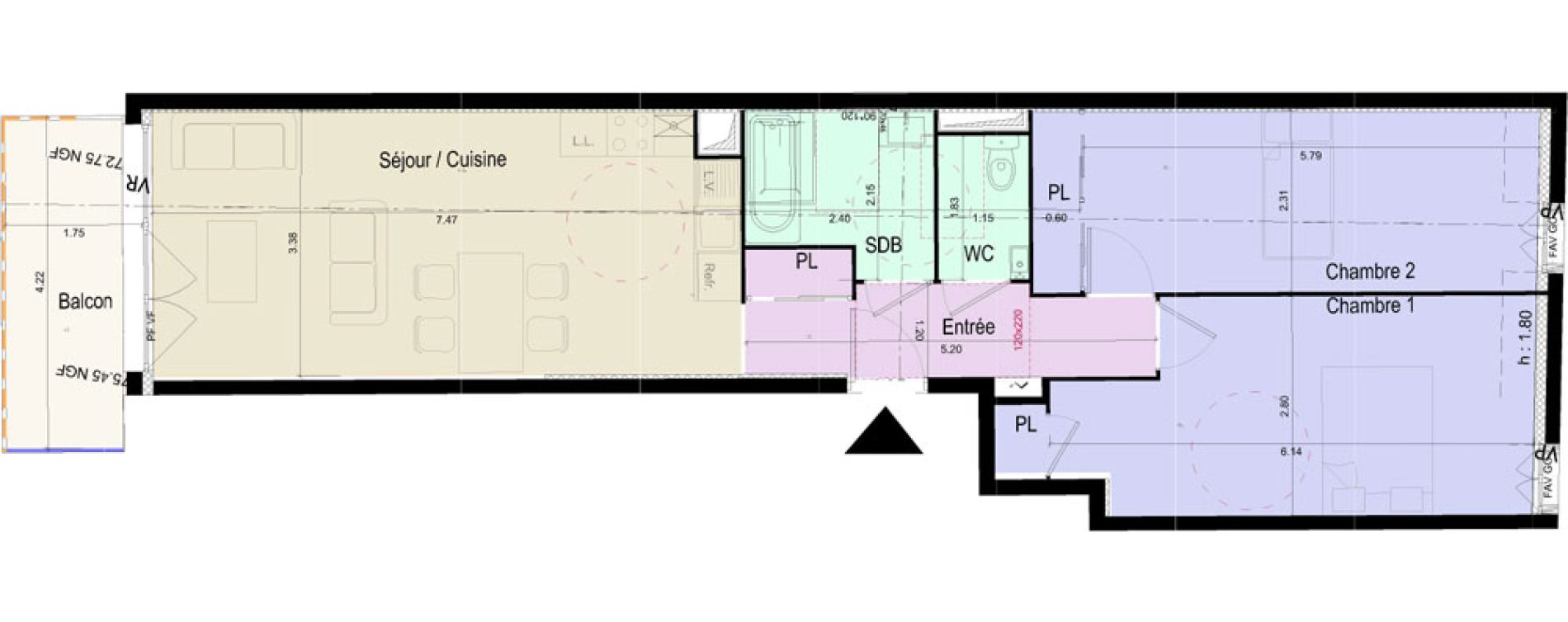 Appartement T3 de 67,34 m2 &agrave; Beauvais Cath&eacute;drale - universit&eacute;