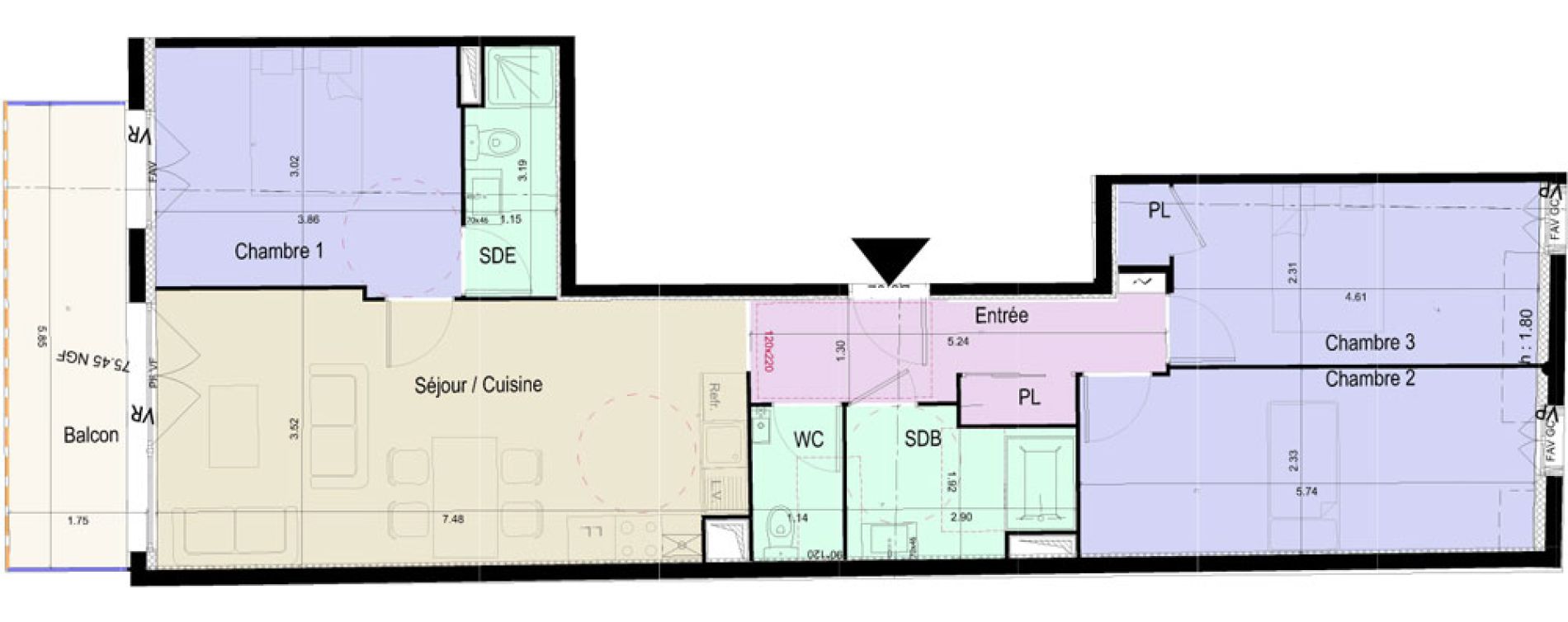 Appartement T4 de 77,57 m2 &agrave; Beauvais Cath&eacute;drale - universit&eacute;