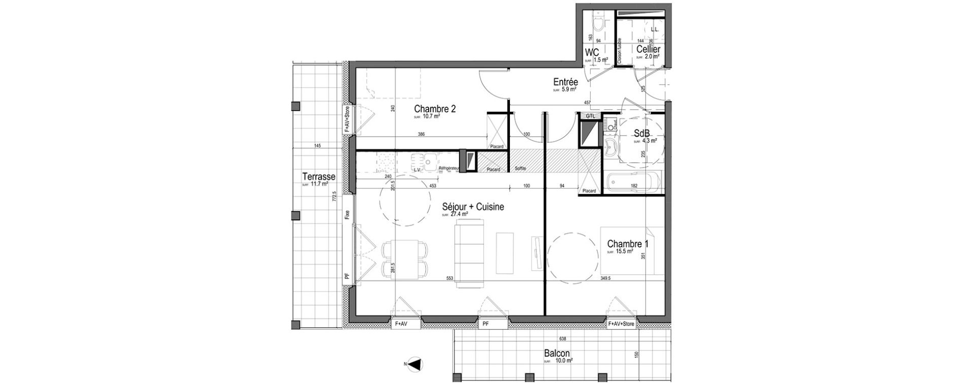 Appartement T3 de 67,30 m2 &agrave; Chantilly Centre