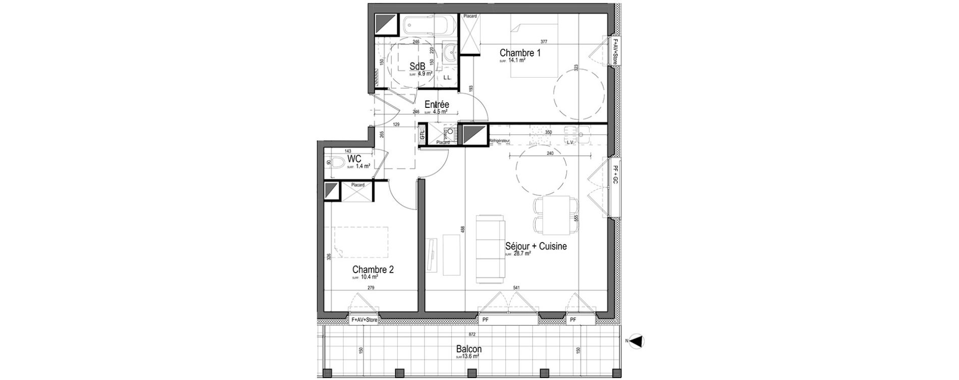 Appartement T3 de 64,10 m2 &agrave; Chantilly Centre