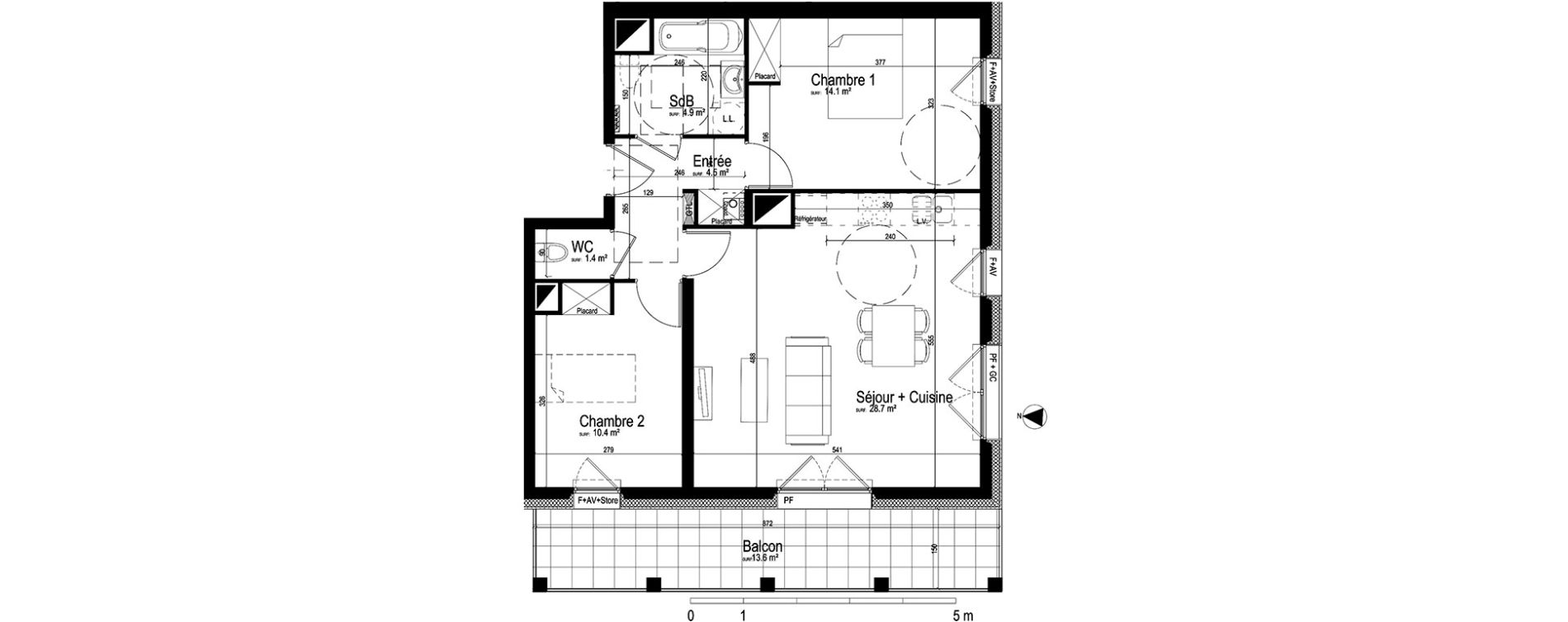 Appartement T3 de 64,00 m2 &agrave; Chantilly Centre