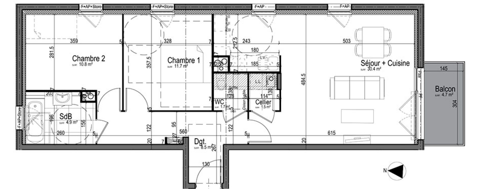 Appartement T3 de 69,60 m2 &agrave; Chantilly Centre