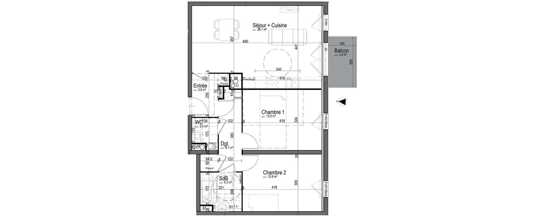 Appartement T3 de 70,50 m2 &agrave; Chantilly Centre