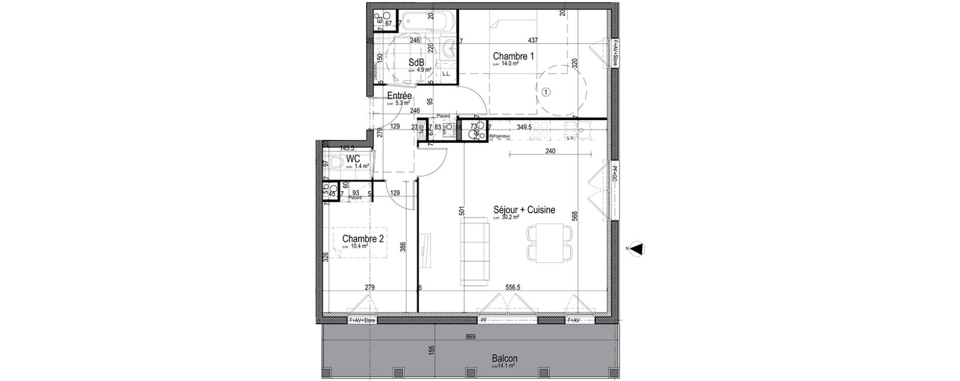 Appartement T3 de 66,20 m2 &agrave; Chantilly Centre