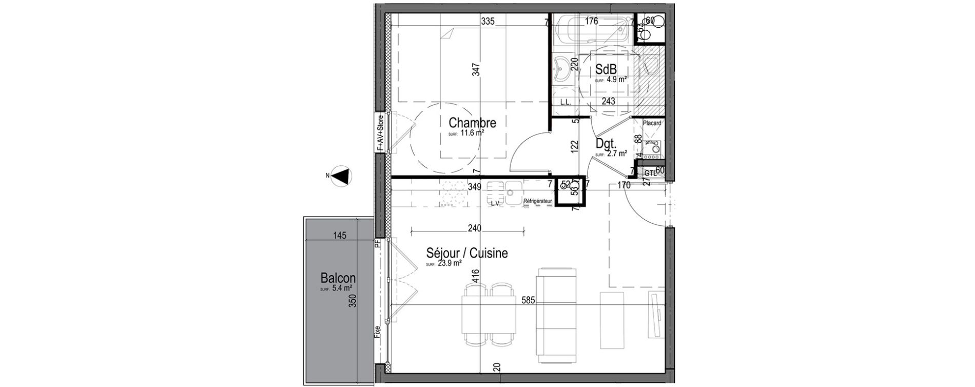 Appartement T2 de 43,20 m2 &agrave; Chantilly Centre
