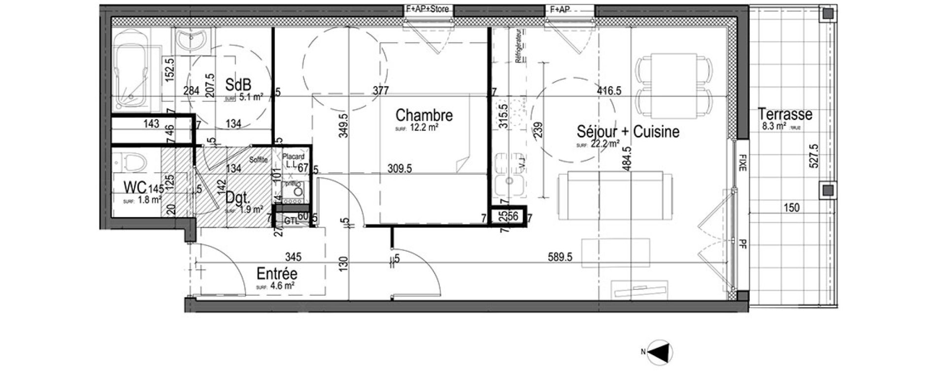 Appartement T2 de 47,90 m2 &agrave; Chantilly Centre