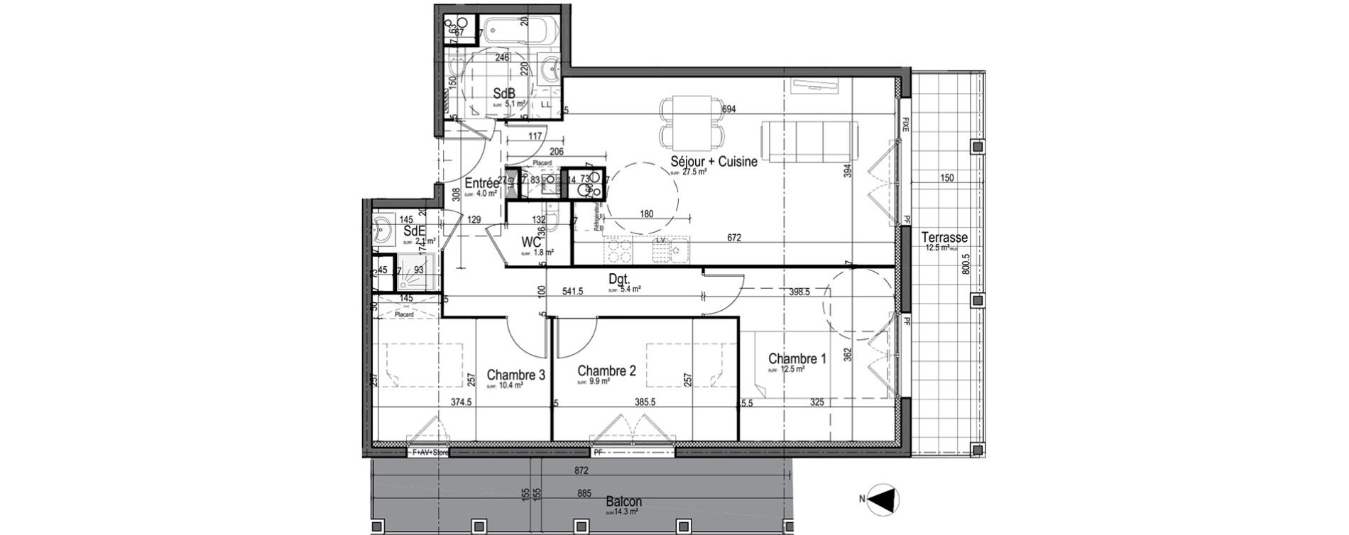 Appartement T4 de 78,60 m2 &agrave; Chantilly Centre