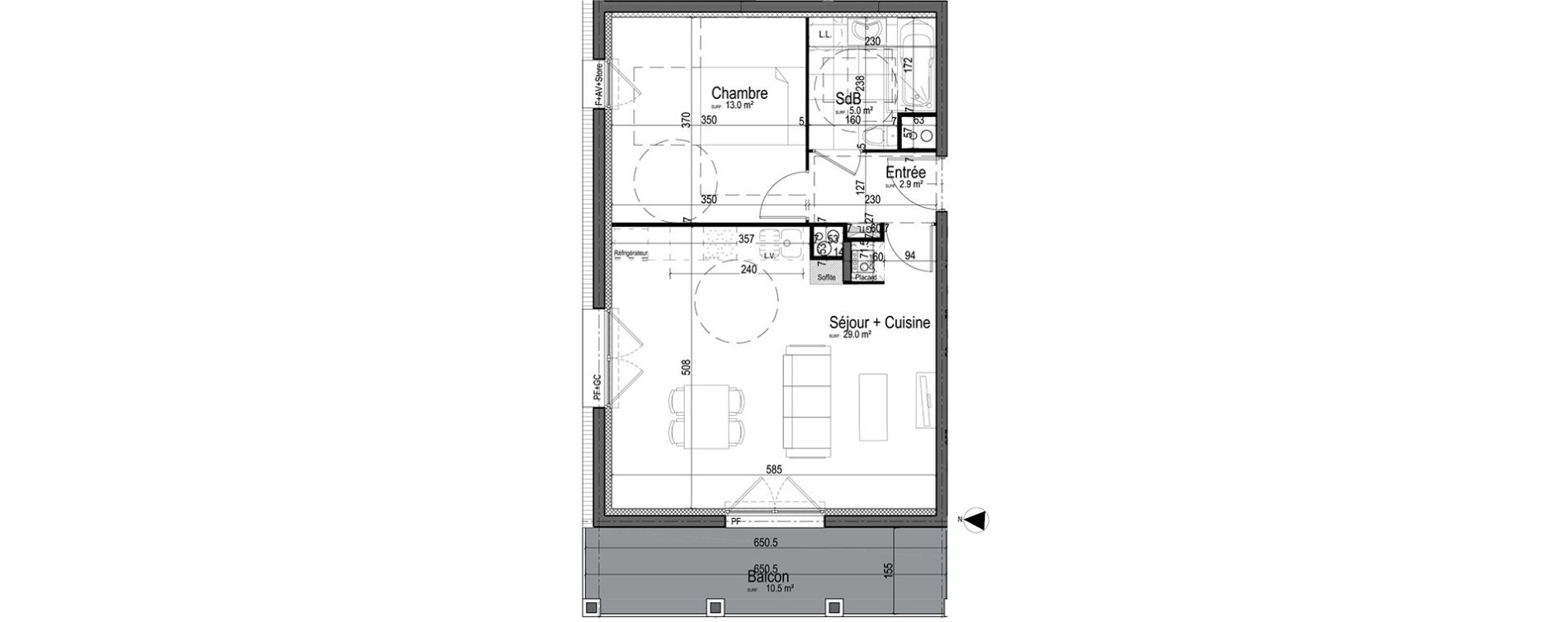 Appartement T2 de 49,90 m2 &agrave; Chantilly Centre