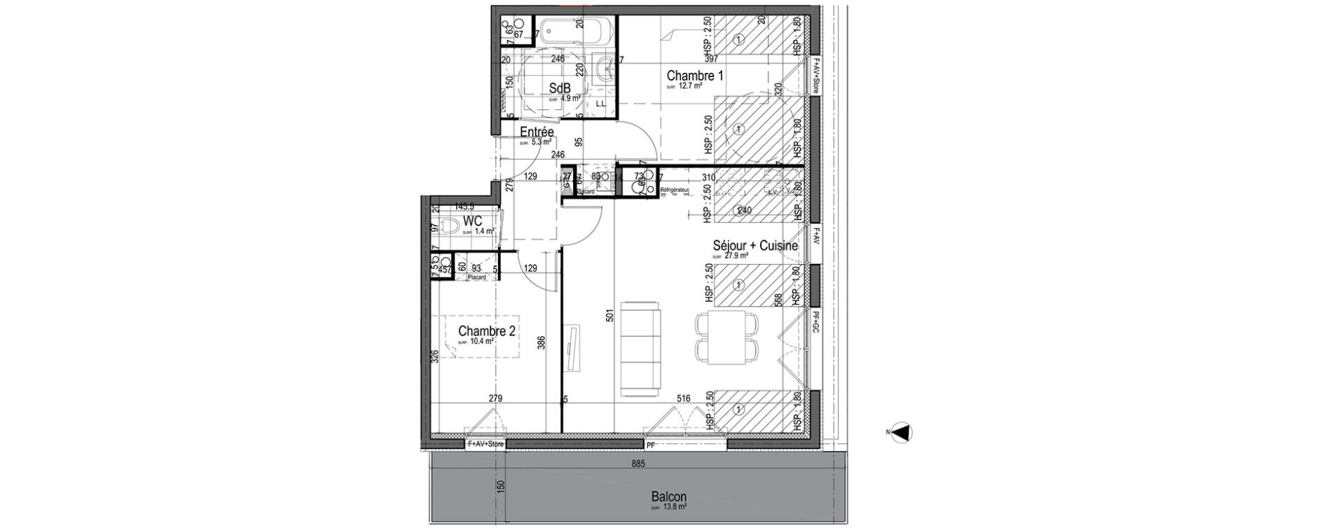 Appartement T3 de 62,60 m2 &agrave; Chantilly Centre