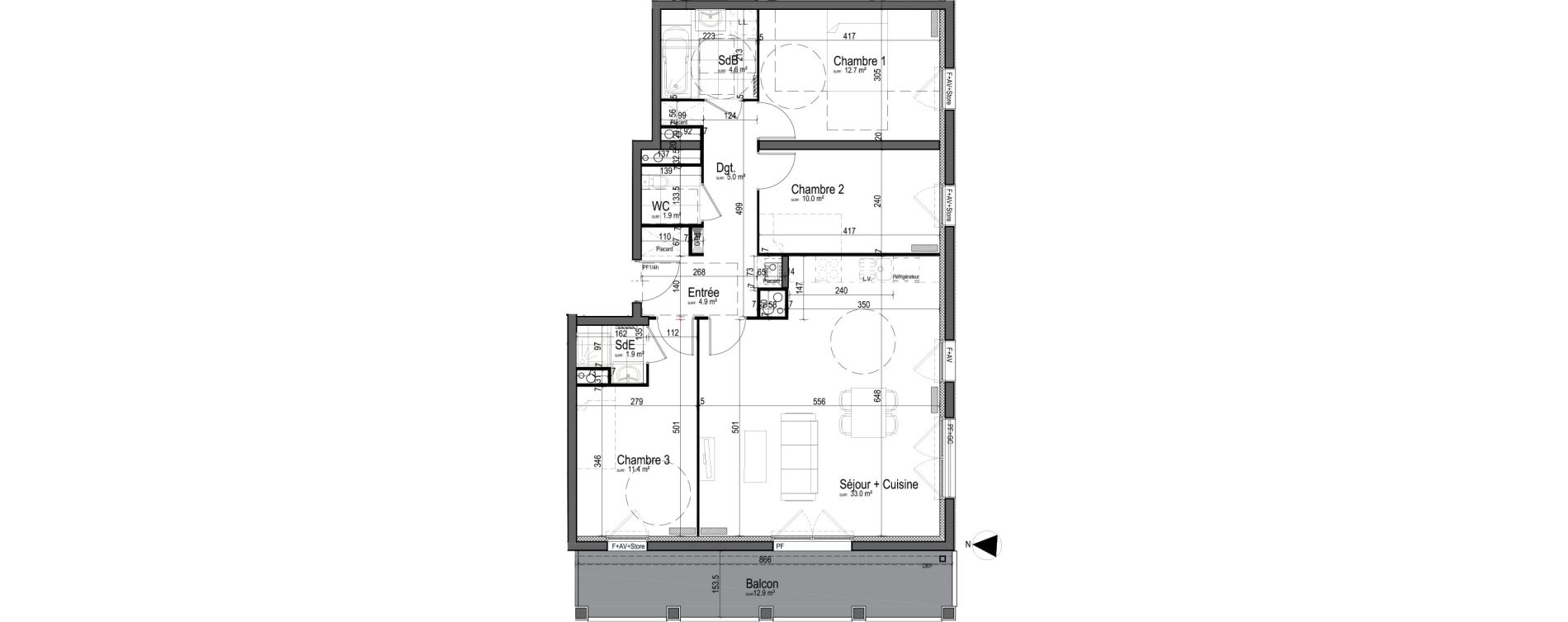 Appartement T4 de 85,40 m2 &agrave; Chantilly Centre