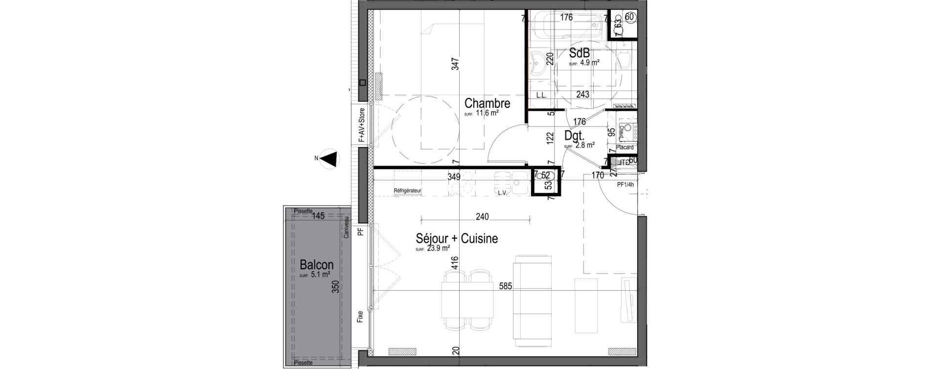 Appartement T2 de 43,20 m2 &agrave; Chantilly Centre