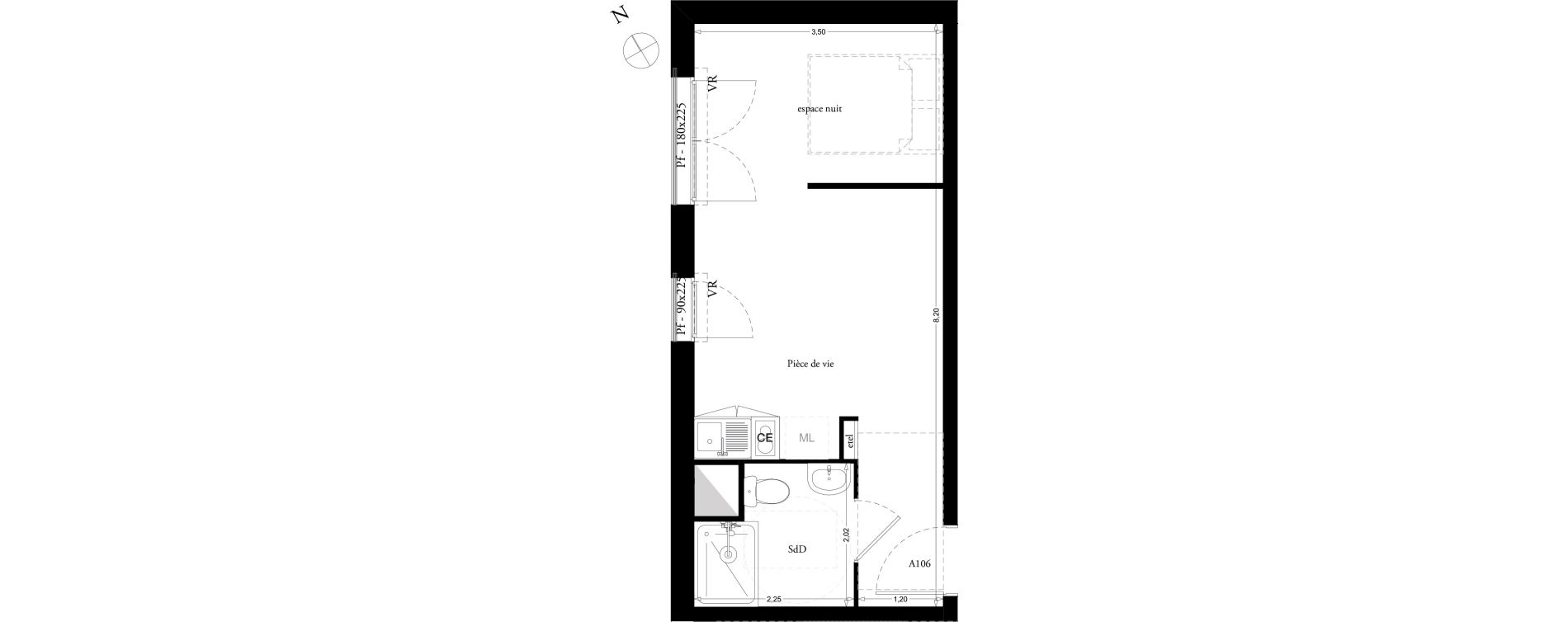 Appartement T1 de 27,80 m2 &agrave; Clermont Centre