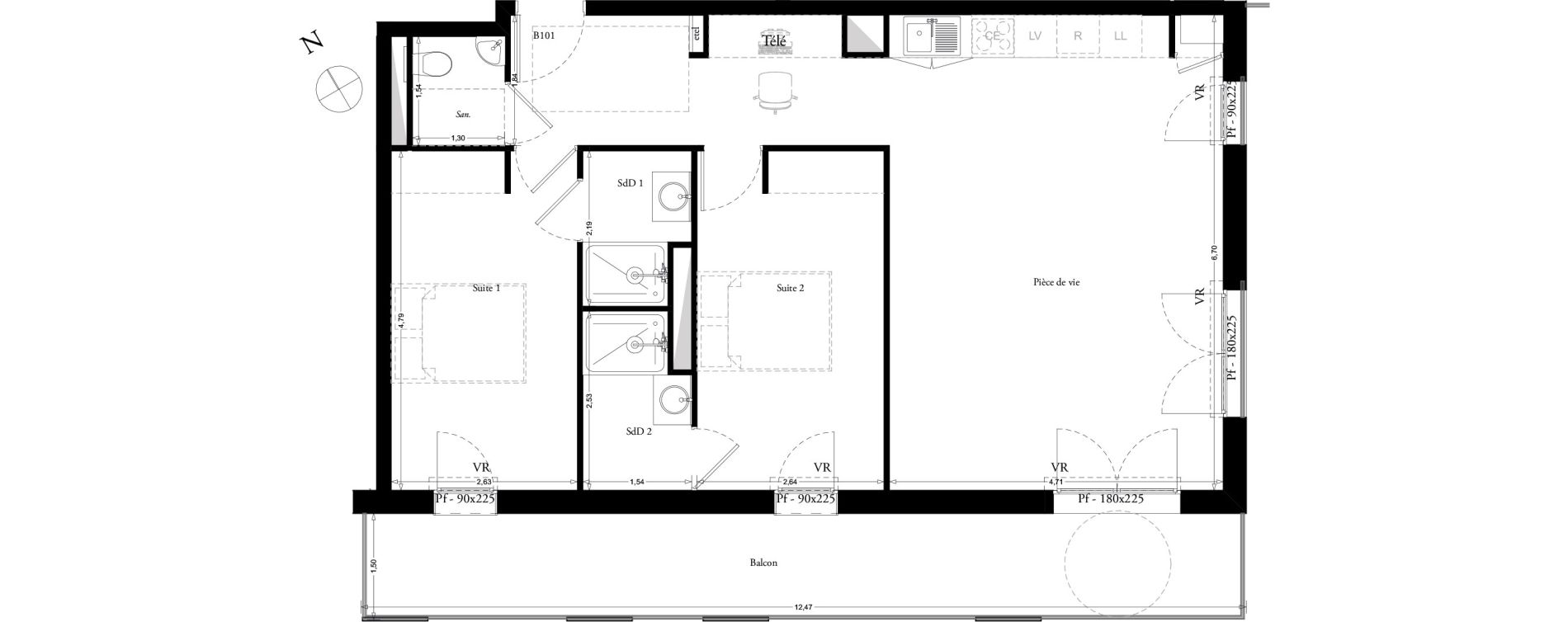 Appartement T3 de 74,70 m2 &agrave; Clermont Centre
