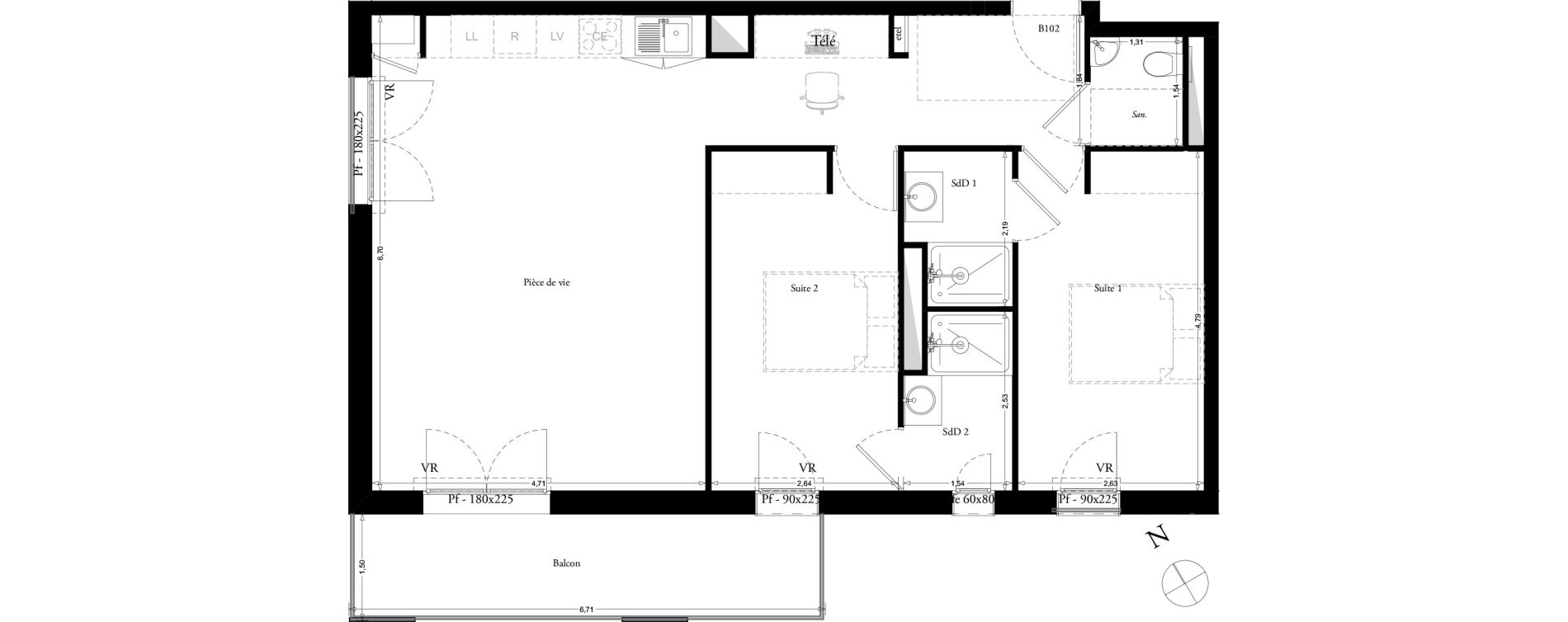 Appartement T3 de 74,70 m2 &agrave; Clermont Centre