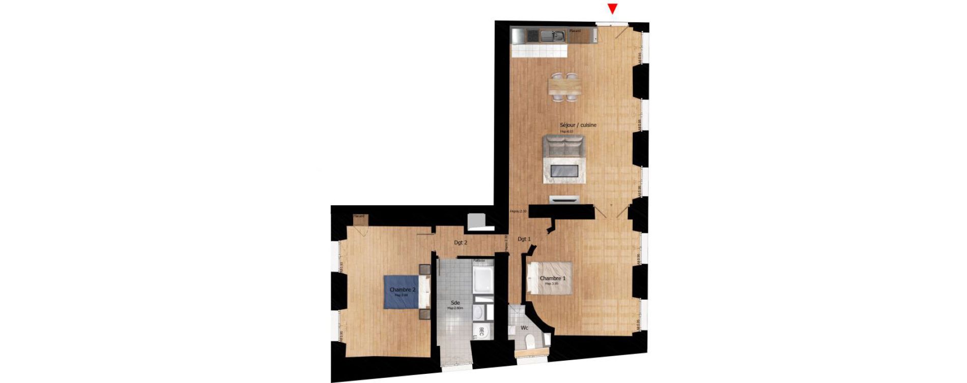 Appartement T3 de 99,10 m2 &agrave; Compi&egrave;gne Centre ville - petit margny