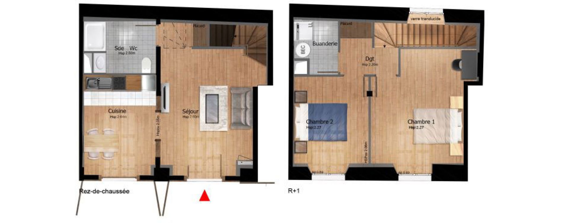 Duplex T3 de 72,00 m2 &agrave; Compi&egrave;gne Centre ville - petit margny